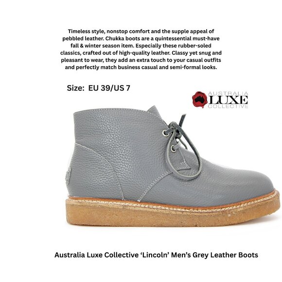 Australia Luxe Collective ‘Lincoln’ Men’s Grey Leather Boots